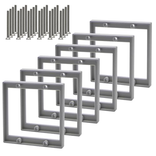 1/4” Double Gang Receptacle Outlet Box Extenders,Include 24Screws(6-32 x 1.25),Gray Electrical Outlet Extender for Electrical Outlet Box & Electrical Outlet Switches,6Pack