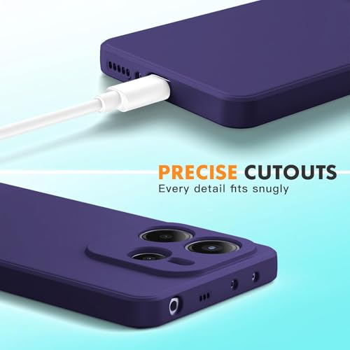 Image of DIZORO Compatible with Mi Redmi Note 14 5G Back Cover with Upgraded Square Edges for Camera Protection Shockproof Flexible Matte Liquid Silicone Mobile Phone Case (Deep Purple.)
