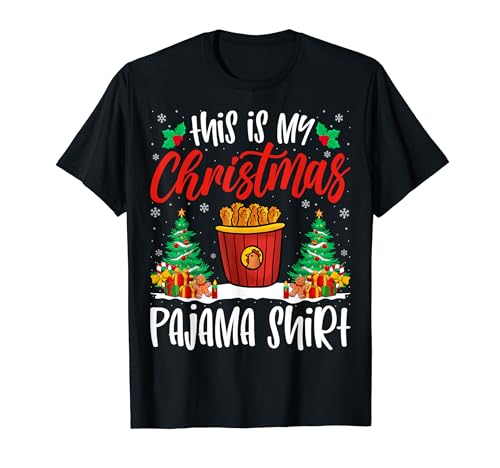 Chicken Nugget Xmas Pajama Shirt Chicken Nugget Christmas Maglietta