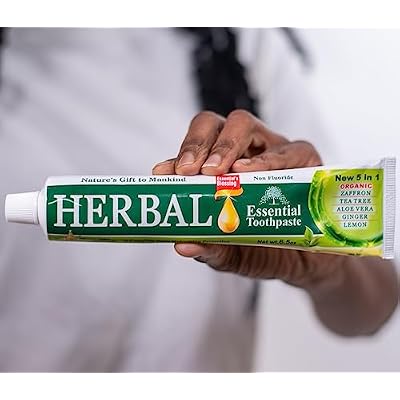 Herbal Essential Toothpaste - Teeth Whitening Toothpaste -100% Fluoride Free