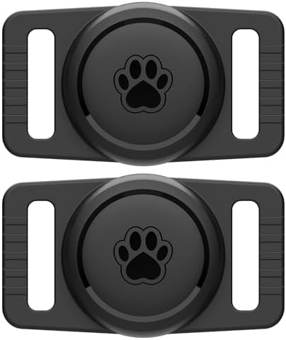 GOCII for Airtag Dog Collar Holder 2 Pack,Waterproof Dog Collar Holder for Apple AirTag(Gen 1 & 2), Silicone Air Tags Case for Dog Collars(Black)