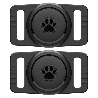 GOCII for Airtag Dog Collar Holder 2 Pack,Waterproof Dog Collar Holder for Apple AirTag(Gen 1 & 2),Silicone Air Tags Case for Dog Collars(Black)