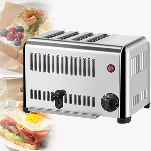 Aioneer Tostadora Comercial, Máquina para Hornear Pan, Tostadora De Acero Inoxidable, Cinco Niveles De Velocidad Ajustables, Bandeja Recogemigas Extraíble, Ideal para Panaderías,-4slice