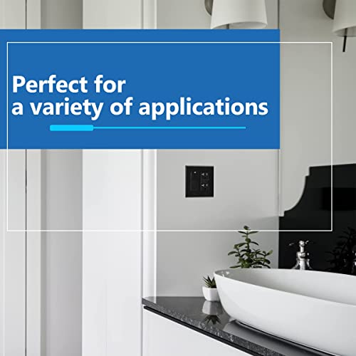 Lider Matte Finish Double Decorator Switch Cover, 2 Gang Outlet Wall Plate, Mid-Size 2-Gang 4.88" X 4.92", Unbreakable Polycarbonate Thermoplastic, Ul Listed, Lwp-32M-Bk, Black #TOP5