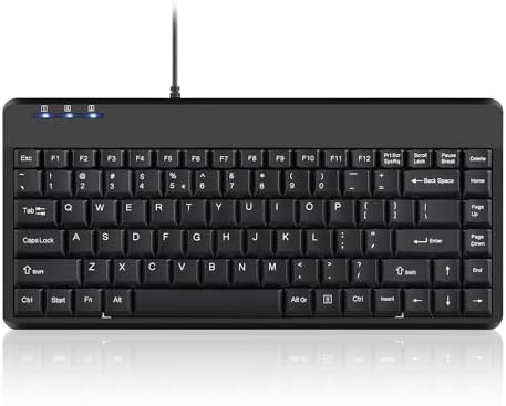 Perixx PERIBOARD-409U Mini Keyboard - USB - 12.40x5.79x0.79 Inch Dimension - Piano Finish Black - US English Layout