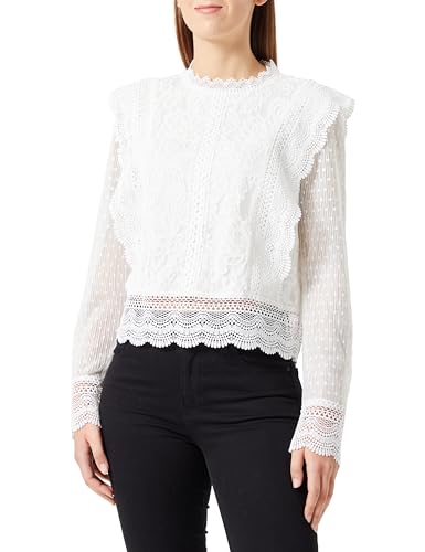 ONLY Onleliana Karo LS Lace Top Wvn Blusas, Cloud Dancer, L para Mujer