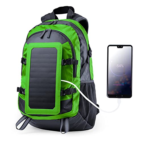 Genérico Mochila Solar Adventur | con Panel Solar de 6,5W para Cargar el teléfono móvil |Mochila 15L para Universidad, Trabajo, Ocio | Compartimento para portátil de 15'' (Verde)