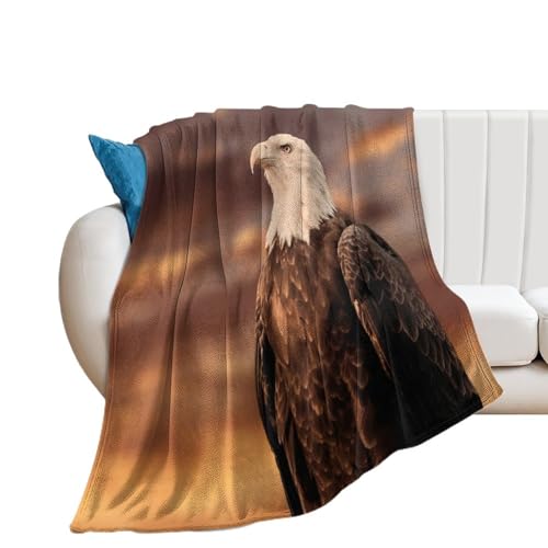NIBABAEU Coperta, American Bald Eagle Sunset Sky Soft Fuzzy copriletto, accogliente peluche comodo per divano letto 75 x 100 cm