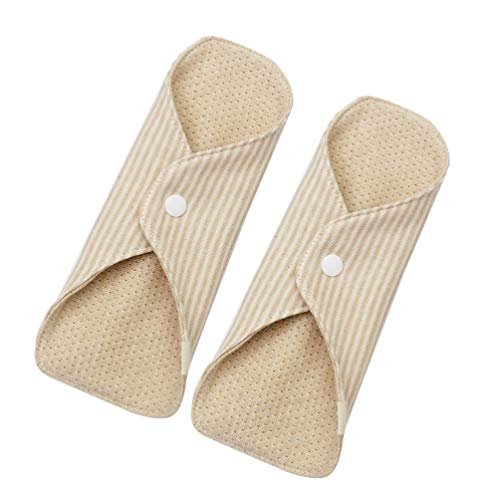 COHEALI 2 Pack Cotton Reusable Menstrual Pads Washable Sanitary Towels for Women Portable Foldable Random Style