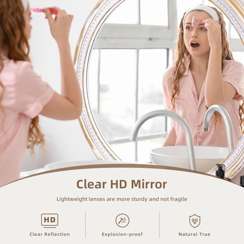 Image of 30 Inch Round Wood Mirror, Rustic Farmhouse Wall Mirrors for Bathroom | Boho Accent, Vanity Styling, Decorative Circle Look for Living Room, Entryway, Bedroom, Hallway, and Fireplace Mantel