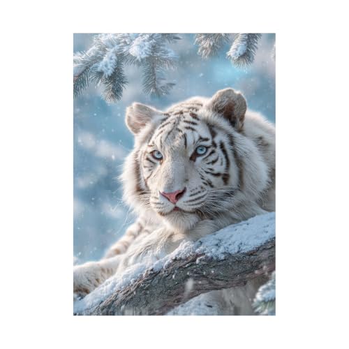 Toile tigre de neige 70x100cm pour habiller un grand mur blanc vide sans cadre