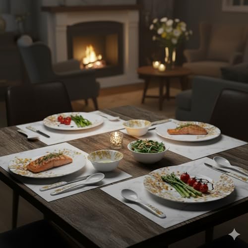 Image of Thermador Pack of 12 Melamin Dinner Set | Durable Dinner Plates | Versatile Use for Gatherings and Gifts | Ideal for Families and Entertainers | Includes 12 Plates | Orange and White | 12 Pack