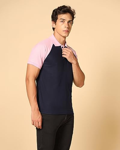 Image of INKKR Men's Solid Regular Fit T-Shirt ((FACTORY-A11)-(S)-Navy FCT11 04