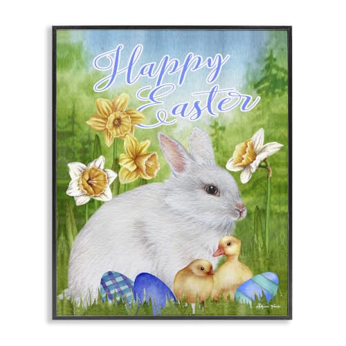 Happy Easter Bunny Rabbit Phrase, 16 x 20 Inch Framed Giclée Print