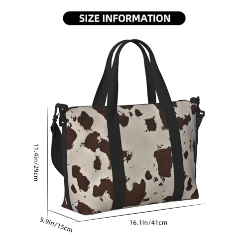 cowhide cow print Travel Duffel Bag, Sports Tote Gym Bag, Swim Pool Bag Large Shoulder Tote Bag for Beach Weekender, 202-406-1212