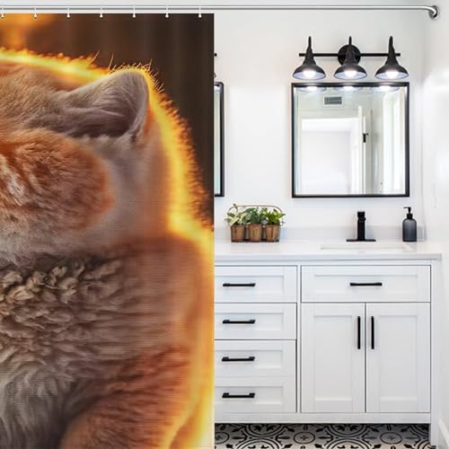 Rideau de douche chat en polyester lavable contre les éclaboussures