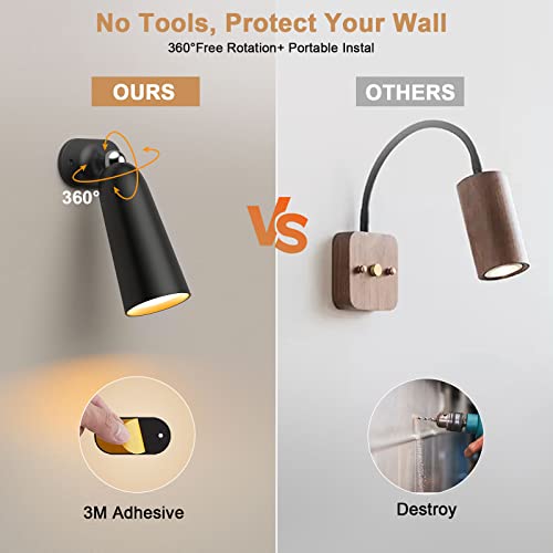 Smart Led Wall Light Magnetic Wireless Wall Mounted Lamps Infinitely Dimmable,3 In 1 Led Porch Wall Light With Diy Multiple Colors,Cylindrical Wall Sconce Color Changing Lights Music Sync（Black） #TOP1