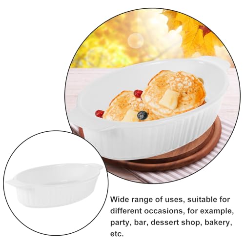 Luxshiny Ceramic Baking Tray Oval Porcelain Dish with Handles Bakeware for Lasagna Casserole Dishes Cheese Snacks and Dessert Microwave Dishwasher Refrigerator and Oven Safe - Image 7