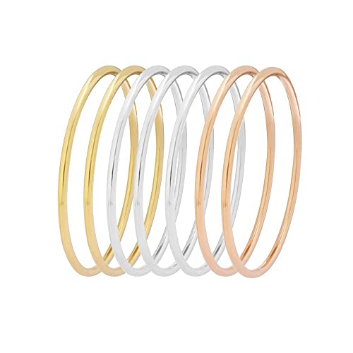 Edforce Womens Girls Stainless Steel Stackable Bangle Bracelet Set (Multi-Color) #TOP1