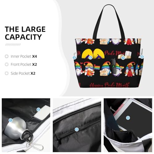 Lgbt Gnome Print Large Beach Tote Bag for Women Extra Large Capacity Sandproof Waterproof Pool Bag Suitable for Swimming Pool Gym Groceries Travel3