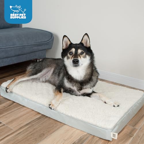 Best Pet Supplies Orthopedic Dog Bed with Memory Foam, Washable Dog Crate Mat for Small, Medium & Large Dogs, Thick Mattress for Crates, Kennels or Floor, Waterproof Pet Bed - Beige, 41 x 29 x 4