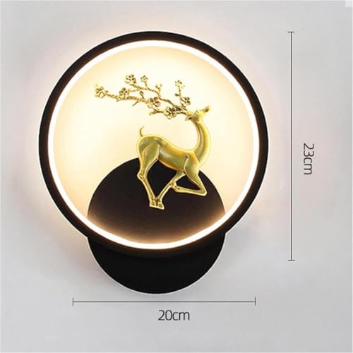 Image of fizzytech LED Deer Wall Light, Round Decorative Wall Lamp with Golden Deer Design, 3 Colour Changing Modes for Living Room, Bedroom, Hallway & Home Decor, Pack of 2