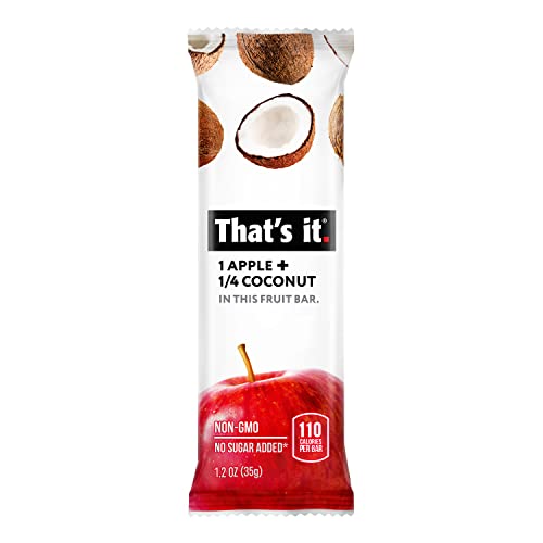 That's It. Apple + Coconut 100% Natural Real Fruit Bar, Best High Fiber Vegan, Gluten Free Healthy Snack, Paleo For Children & Adults, Non Gmo No Added Sugar, No Preservatives Energy Food (12 Pack) #TOP1