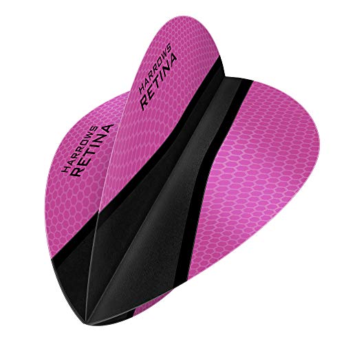 Harrows Retina X | Premium Extra Strong 100 Micron Dart Flights in Pear Shape, 5 Sets of 3 Flights, 15 Flights In Total, Pink