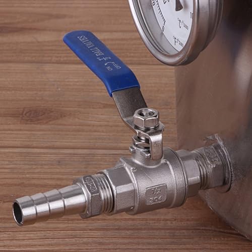 Stainless Steel Brew Kettle with Lid, Thermometer & Ball Valve Spigot - Essential Home Brewing Supplies for Making(60x60cm)