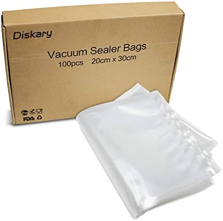 Diskary Vacuum Sealer Bags for Sous Vide Cooking, Vegetables and Meat Storage Plastic Bags, 20 x 30 cm (100 Bags)