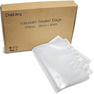 Diskary Vacuum Sealer Bags for Sous Vide Cooking, Vegetables and Meat Storage Plastic Bags, 20 x 30 cm (100 Bags)