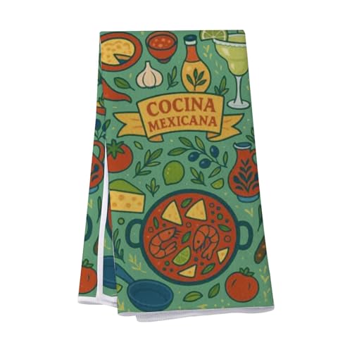 VAMSII Mexico Souvenir Gift Mexican Food Kitchen Towel Mexico Vacation Gift Mexico Honeymoon Dish Towel (USMexicoTowel)