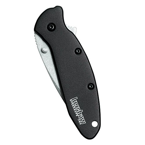 Kershaw Black Scallion (1620Swblk) Pocket Knife With 2.4 In. Stonewash Blade, Lightweight Carry, Liner Lock And Strong, Scratch Resistant Black Aluminum Handle, 2.3 Oz. #TOP4