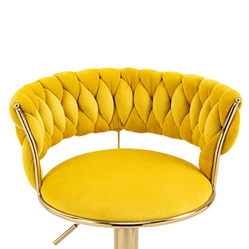 Swivel Velvet Bar Stools, Adjustable Counter Height Barstools Bar Chairs Modern Counter Stools With Back Upholstered Kitchen Island Chairs Gold Sillas Para Barra De Cocina (Mustard Yellow, Set Of 4) #TOP5