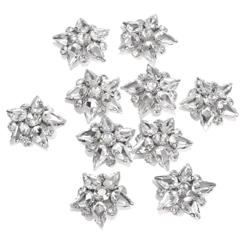 uxcell Handmade Star Beaded Patches, 10Pcs Glass Crystal Rhinestone Appliques Star Patches Appliques for Clothing DIY Sewing Accessories, White