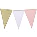 Ling's moment 10 Feet Triangle Flag Bunting Banner - Upgrade Version, Vintage Style Pennant Banner for Wedding, Baby Shower, Event & Party Supplies, 15pcs Flags(Pink+White+Champagne Gold Glitter)