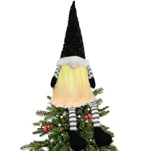 Black Christmas Tree Topper with Lights,Gnome Tree Topper Lighted Unique Tree Toppers Christmas Decorations Battery Operated Tree Topper with Timer 24.8 Inch Black Christmas Tree Topper with LightsGnome Tree Topper Lighted Unique Tree Toppers Christmas Decorations Battery Operated Tree Topper with Timer 248 Inch