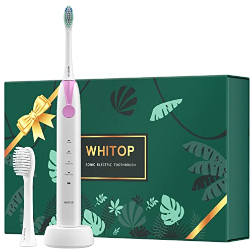WHITOP CD-07 Rechargeable Sonic Electric Toothbrush for Adults Wireless Charge for 240 Days, 4 Modes with Pressure Sensor and 2 Minutes Smart Timer Electronic Toothbrushes