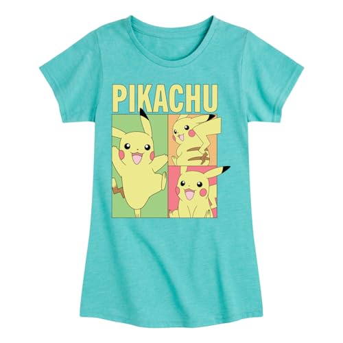 Pokémon - Pastel Pikachu Grid - Girls Fitted Short Sleeve T-Shirt