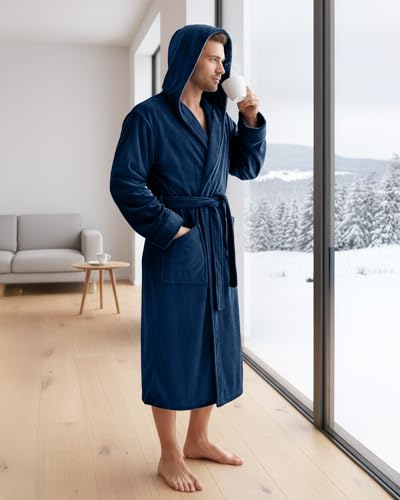 image for NY Threads Mens Robe with Hood, Luxury Plush Fleece Hooded Mens Bathro