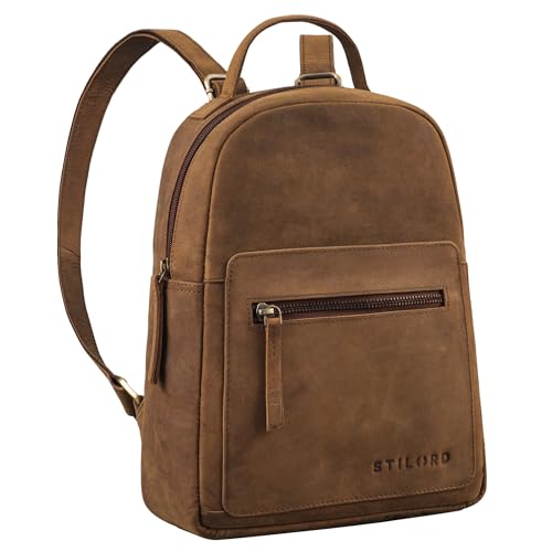 STILORD Luisa Kleiner Lederrucksack Damen Echt-Leder Rucksack Frauen Cityrucksack Leder Damenrucksack Modern Tagesrucksack Klein mit vielen Fächern für Alltag & Freizeit Farbe:vinto - braun