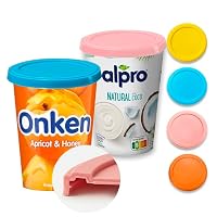XILMARK JoghurtDeckel 500g, Wiederverwendbarer Deckel Joghurtbecher, Dosendeckel Wiederverwendbar Silikondeckel Joghurt 500 G, Joghurt Kunststoff-Deckel, Joghurt Mehrwegfrischedeckel (MIT TASCHE)
