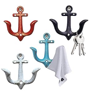 Notakia Vintage Rustic Cast Iron Nautical Anchor Design Wall Hooks Coat Hooks Rack, Decorative Wall Mounted Antique Shabby Chic Metal Towel Coat Hooks Hanger,Screws Included (4 PCS) Notakia Vintage Rustic Cast Iron Nautical Anchor Design Wall Hooks Coat Hooks Rack Decorative Wall Mounted Antique Shabby Chic Metal Towel Coat Hooks HangerScrews Included 4 PCS
