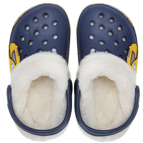 Image of Toddler Lined Clog Slippers Winter Garden Sandals Kids House Shoes Warm Slip On Sneakers Cartoon Slides for Boys and Girls Children Indoor Outdoor
