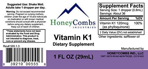 Honeycombs Liquid Vitamin K1-1 Fl Oz + Vitamin B6 Drops 1 Fl Oz. #TOP4