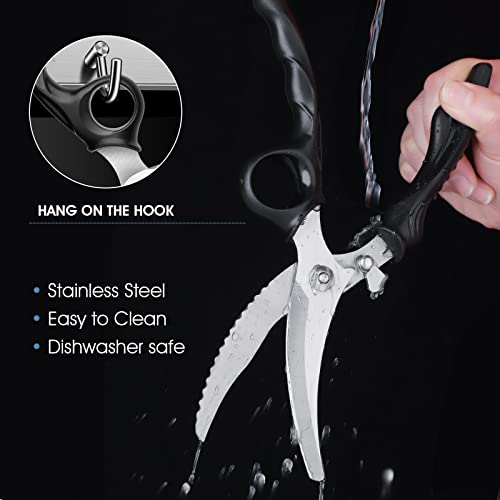 Purplebird Heavy Duty Poultry Shears, Spring Loaded Kitchen Scissors, Dishwasher Safe Stainless Steel Cooking Scissors, Multipurpose Kitchen Shears For Cutting Chicken And Meat #TOP4