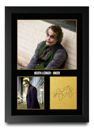 Image of HWC Trading Heath Ledger Joker Gifts Printed Signed Autograph Picture for Movie Memorabilia Fans - A4 Framed Print (ID-005270)