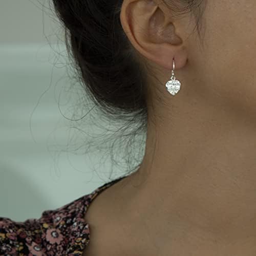 Tuscany Silver Women's Sterling Silver Small Hammered Heart Drop Earrings