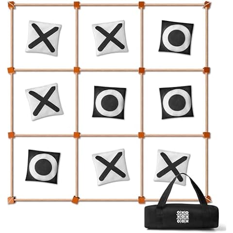 MALLMALL6 Giant Tic Tac Toe Game Outdoor, 4Ft X 4Ft No Assembly Wooden Toss Indoor Game with 10 Bean Bag, Large Yard Backyard Lawn Carnival Field Day Camping Toss Across Games for Family Kids Adults Cover