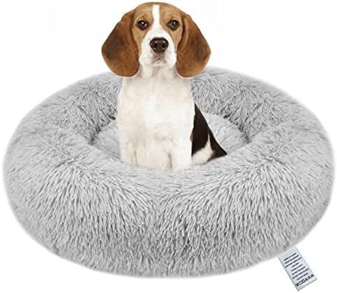 fireowl Calming Dog Bed,Donut Cat Bed Anti Anxiety Dog Bed,Cozy Pet Dog Bed Plush Cuddler Soft Puppy Sofa,Cat Cushion Machine Washable Dog Sofa Bed (Ø70cm Outerdiameter, Gray)